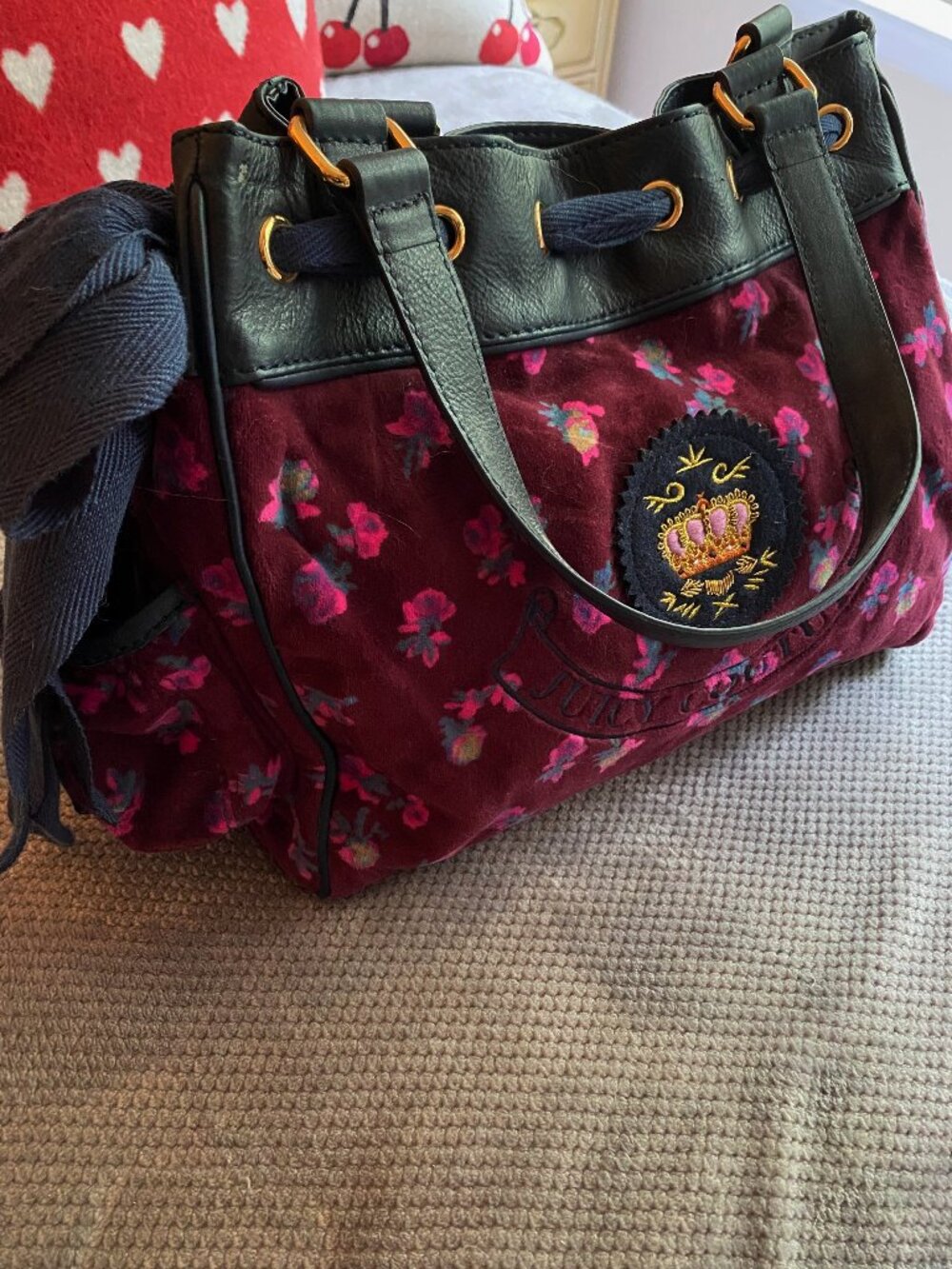 Juicy Couture vintage Daydreamer bag in maroon pink floral